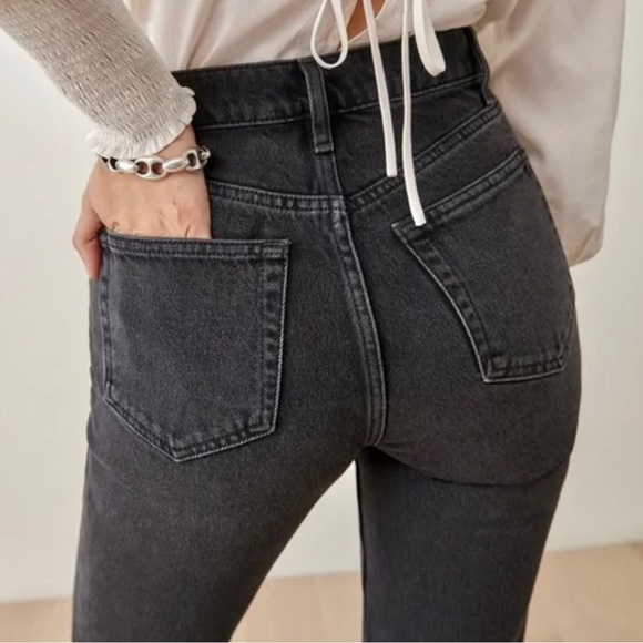 Reformation Grey High Rise Button Jeans - Picture 3 of 4